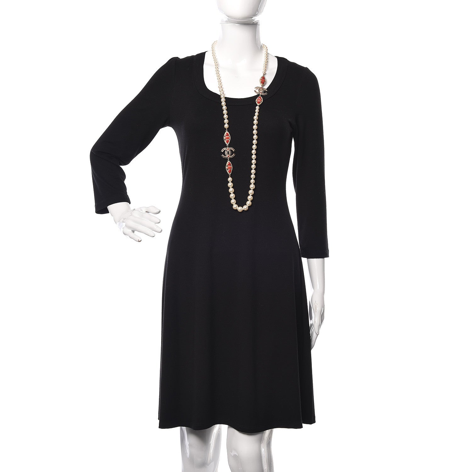 Chanel Pearl Gripoix CC Long Strand Necklace Gold Red 2 of 8