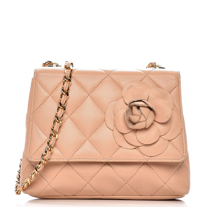 Chanel Lambskin Quilted Mini Camellia Flap Beige 1 of 12