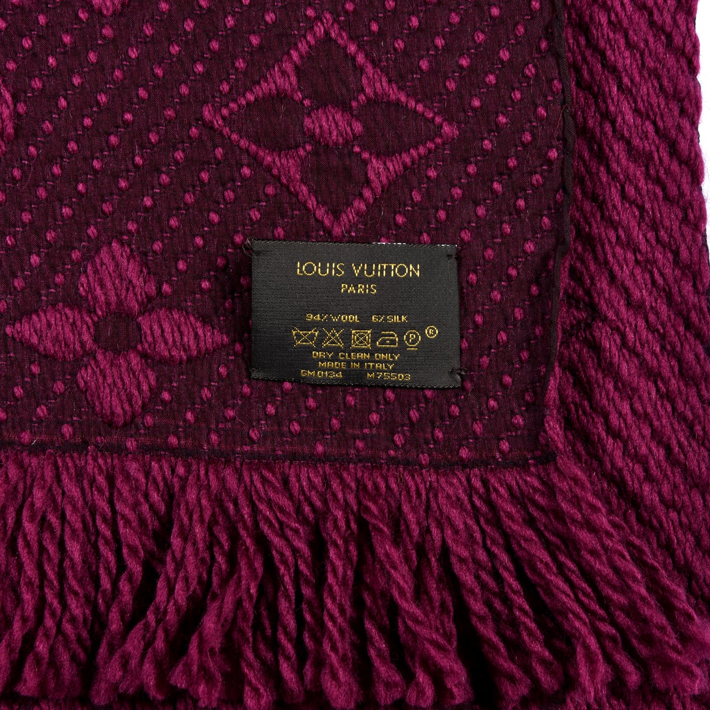 Wool Silk Logomania Scarf Cherry