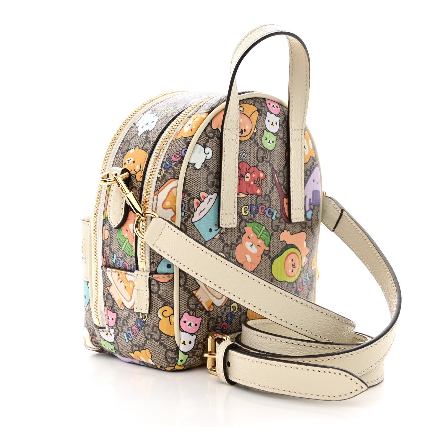 X PIKARAR GG Supreme Monogram Textured Dollar Calfskin Animal Print Retro Interlocking G Multi-Function Bag Beige Ebony Multicolor Mystic White