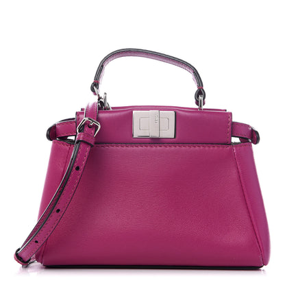 Fendi Nappa Micro Peekaboo Iconic Satchel Magenta 1 of 8