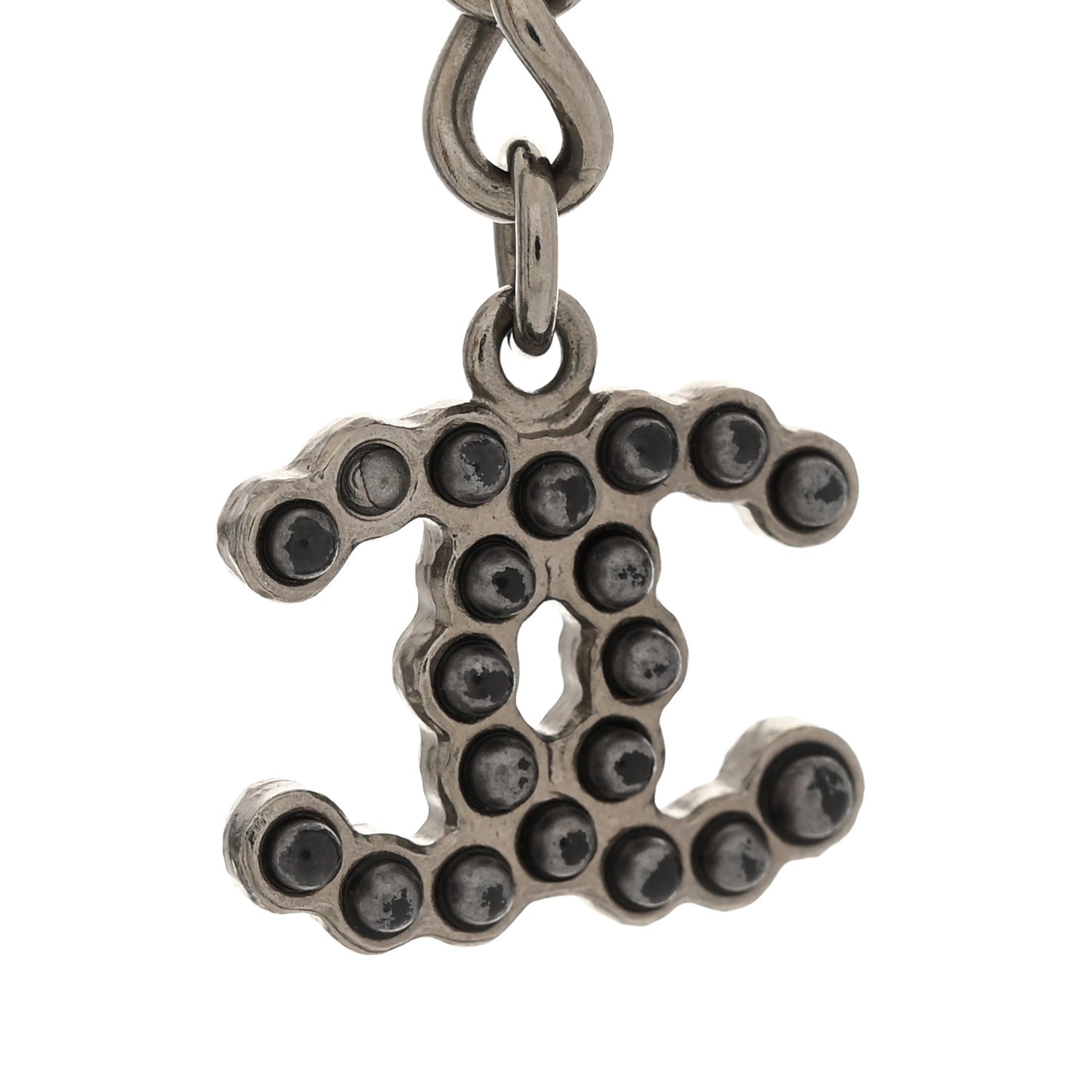 Ruthenium Graduated Pearl CC Long Necklace Dark Grey