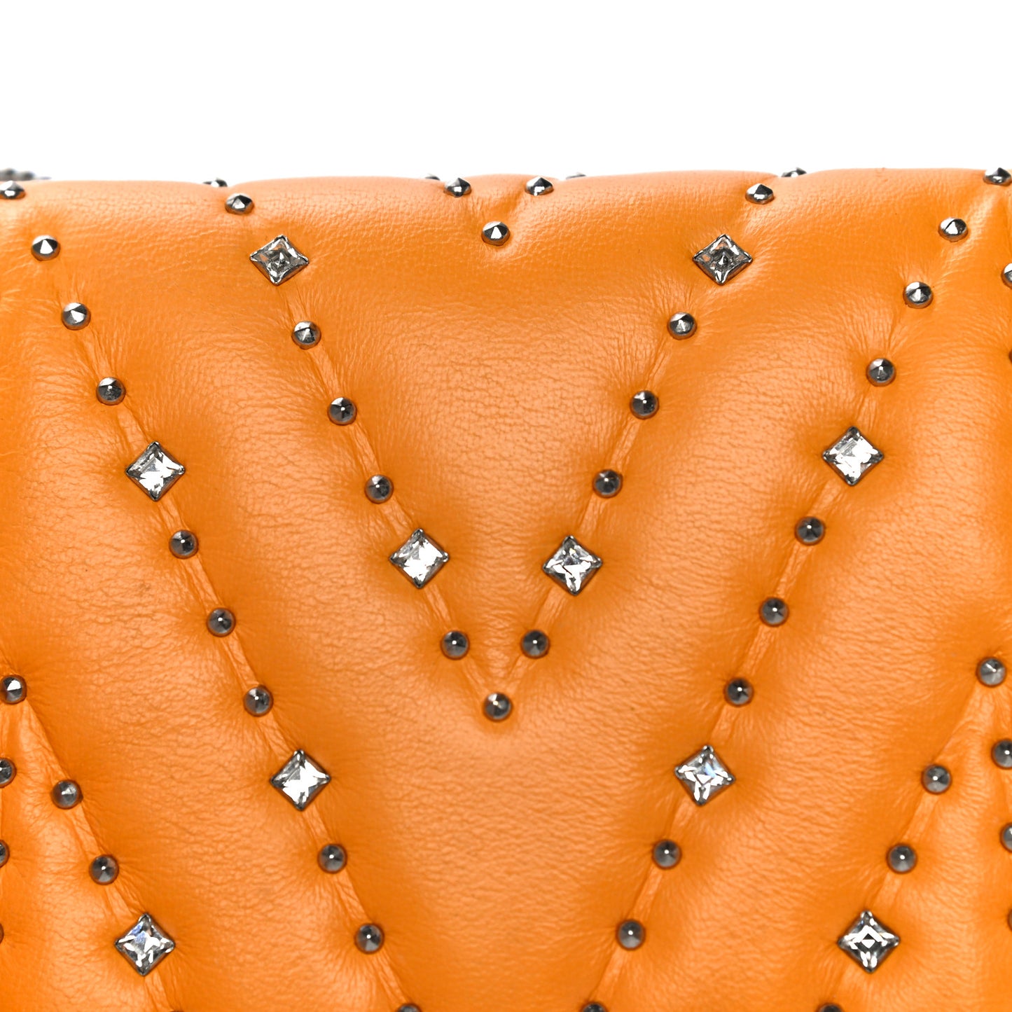 Lambskin Diamond Disco Mini Flap Crossbody Bag Orange