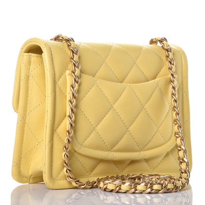Chanel Caviar Quilted Mini Sweet Classic Flap Yellow 3 of 9