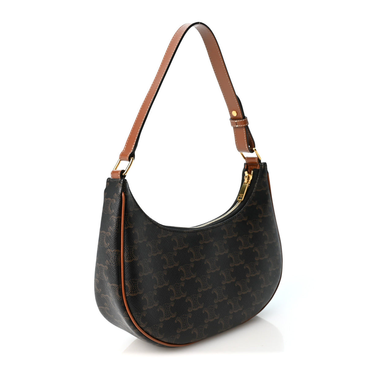 Triomphe Canvas Calfskin Ava Shoulder Bag Tan