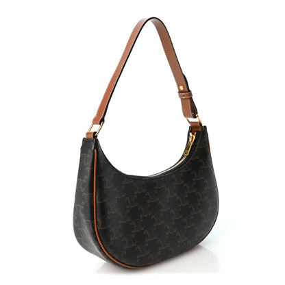 Celine Triomphe Canvas Calfskin Ava Shoulder Bag Tan 3 of 9