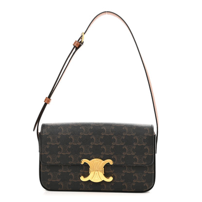 Celine Canvas Calfskin Triomphe Shoulder Bag Tan 1 of 10