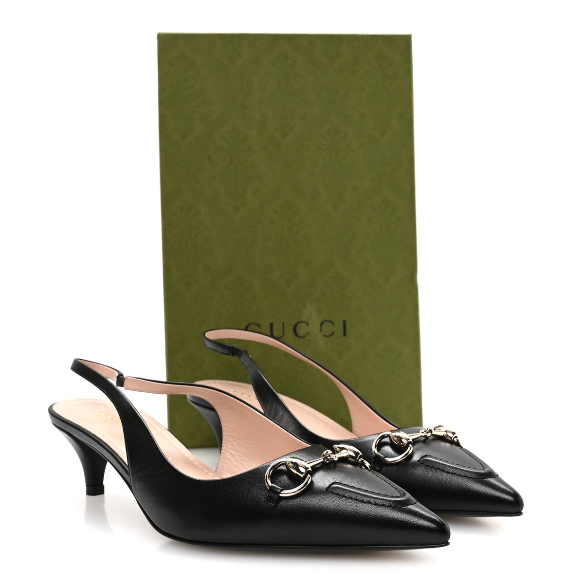 Gucci Malaga Kid Horsebit 45mm Slingback Pumps 39.5 Black 9 of 9