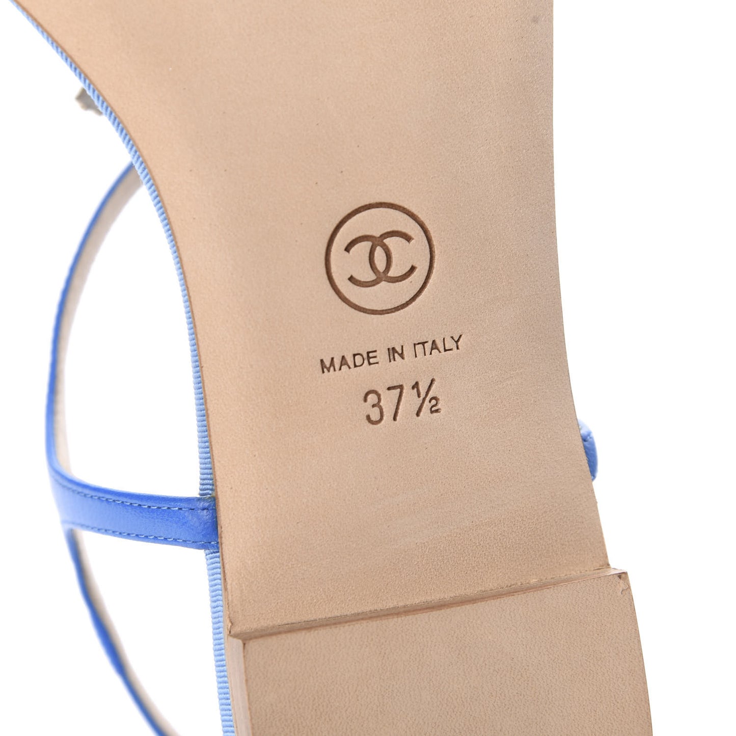Shiny Kidskin CC Logo Thong Sandals 37.5 Blue