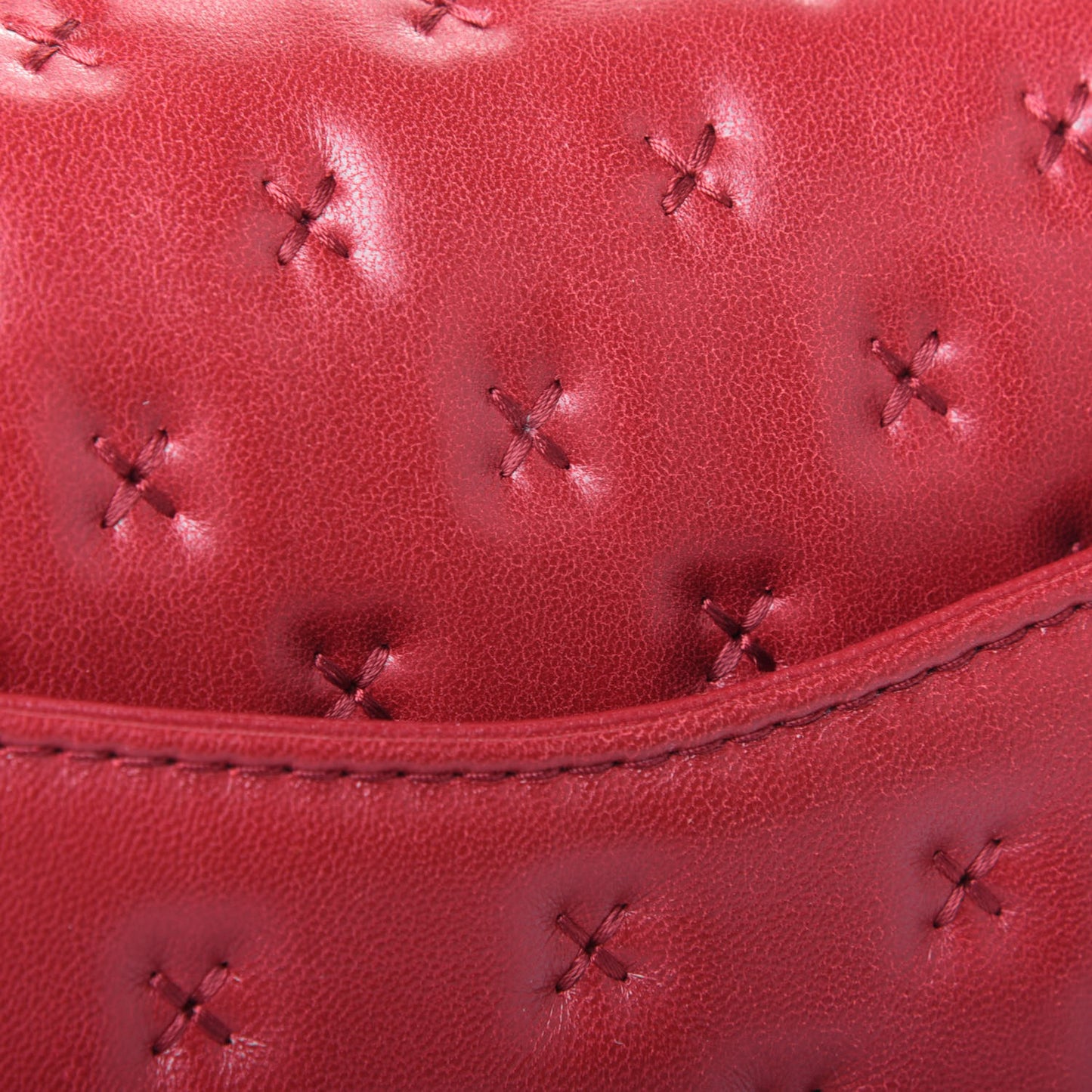 Lambskin Cross Stitch Mini Coco Handle Flap Red