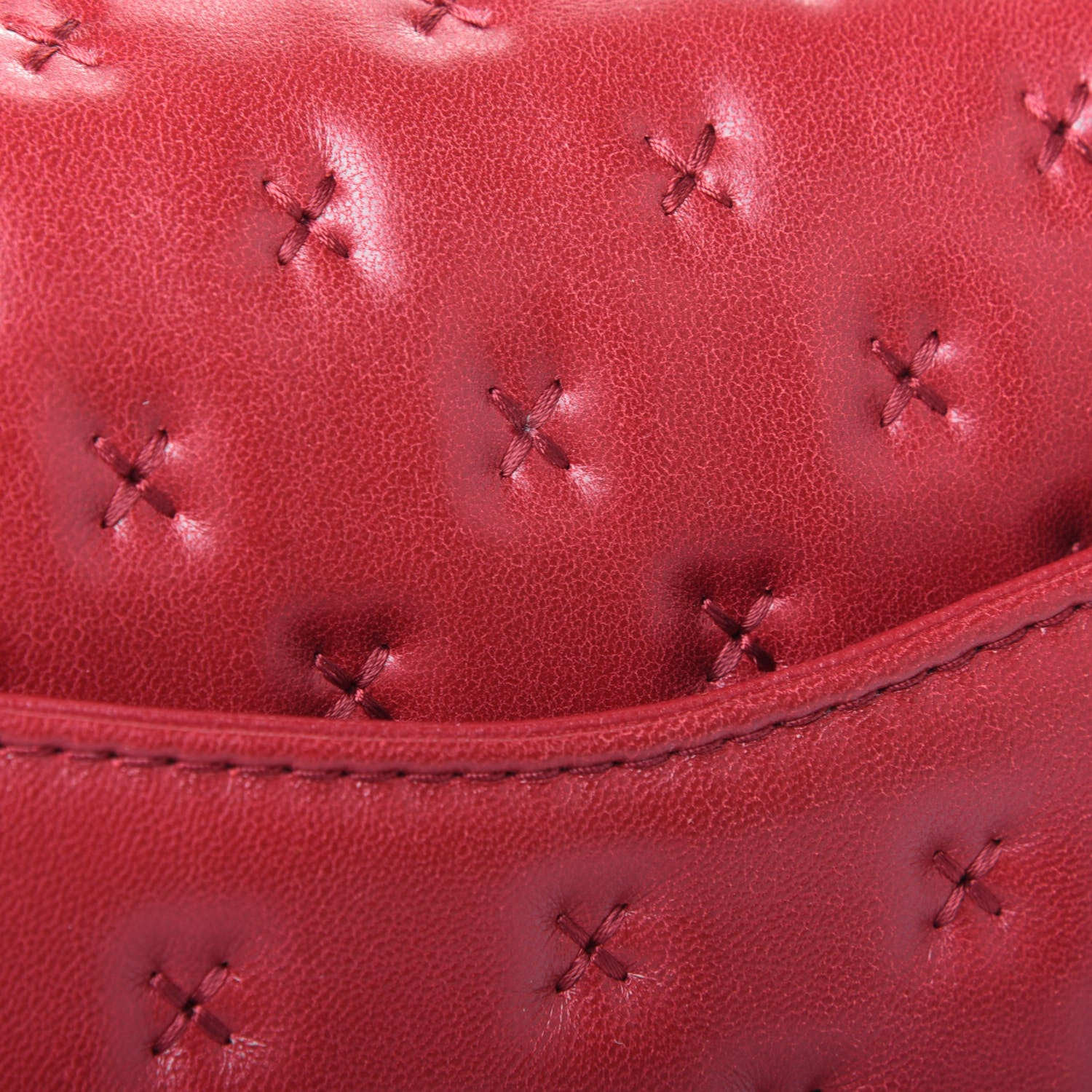 Chanel Lambskin Cross Stitch Mini Coco Handle Flap Red 14 of 14