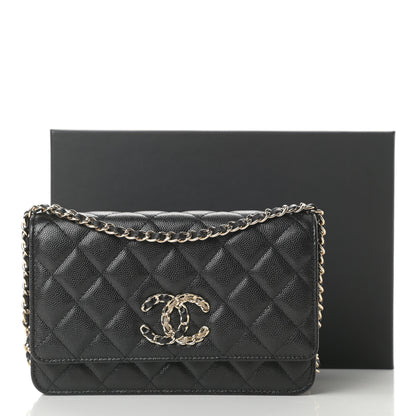Chanel Caviar Quilted French New Wave Chain CC Wallet On Chain WOC Black 12 of 12
