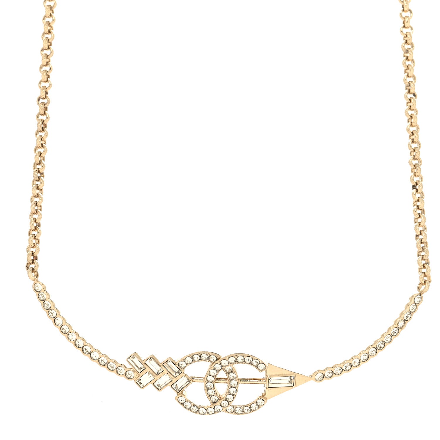 Chanel Crystal CC Arrow Necklace Gold 1 of 5