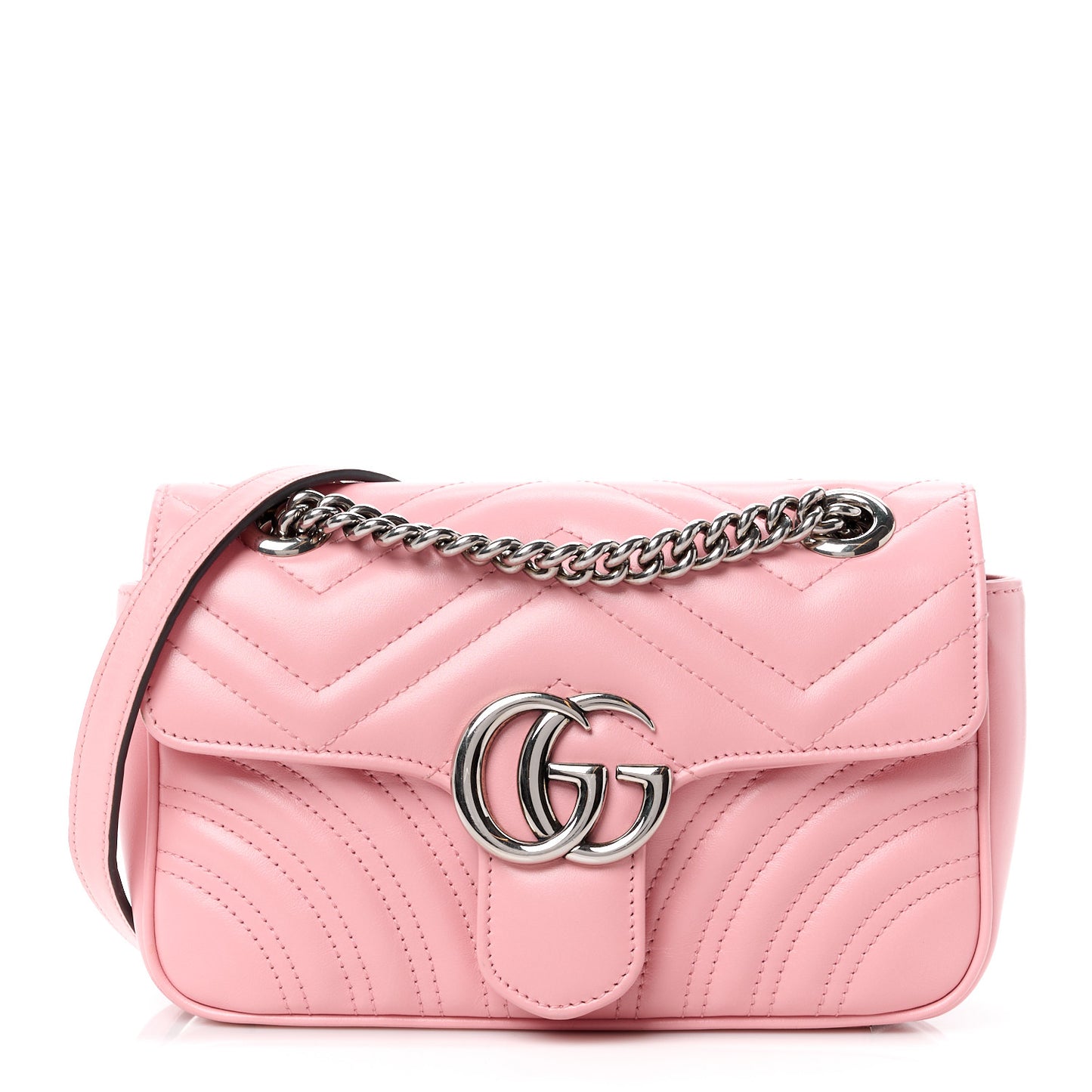 Calfskin Matelasse Mini GG Marmont Shoulder Bag Wild Rose