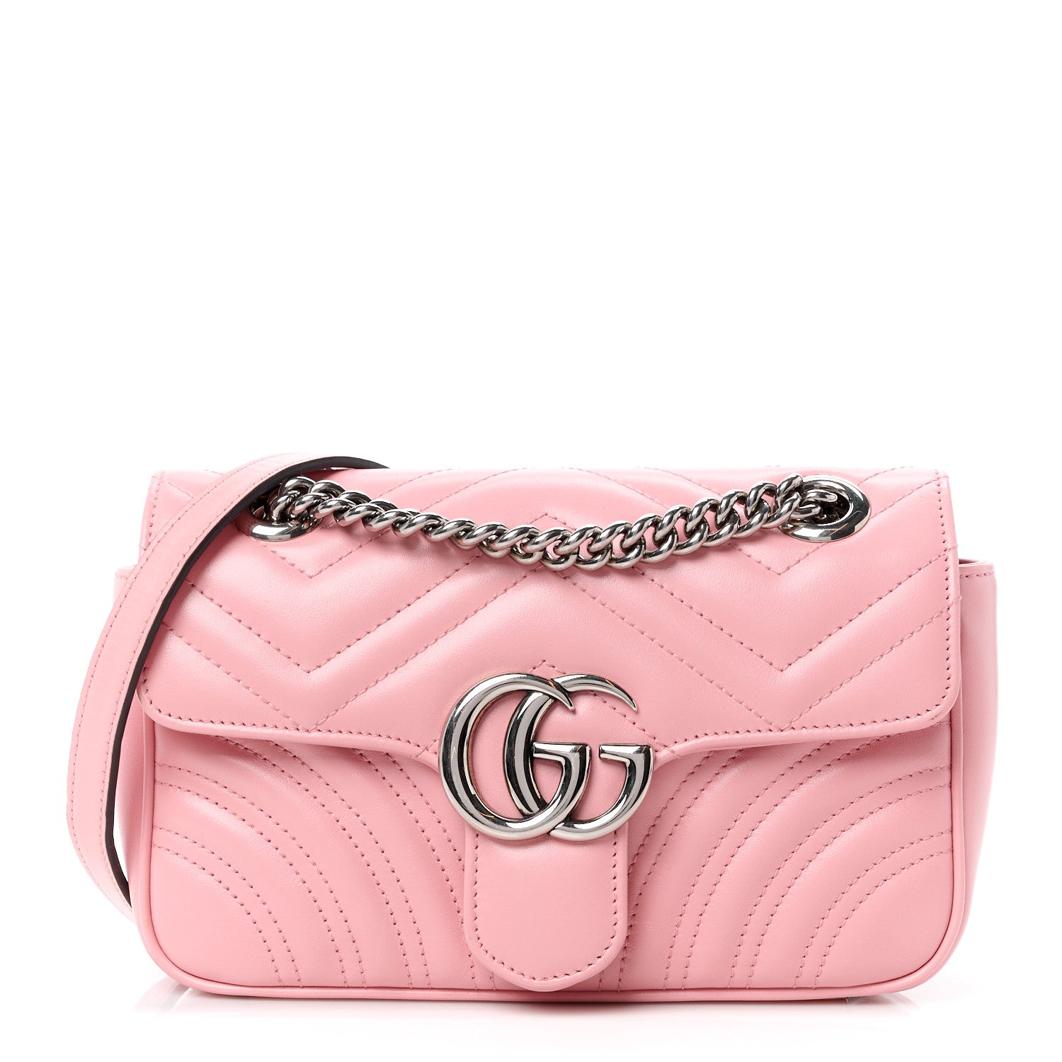 Gucci Calfskin Matelasse Mini GG Marmont Shoulder Bag Wild Rose 1 of 11