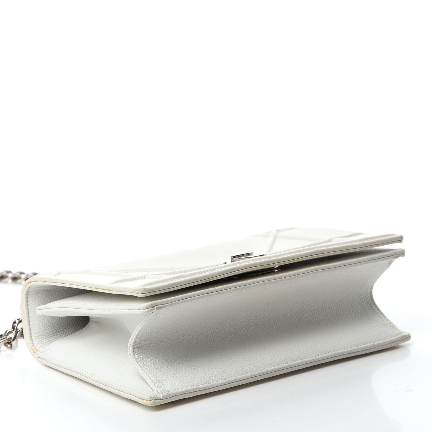 Grained Calfskin Small Diorama Flap Bag White