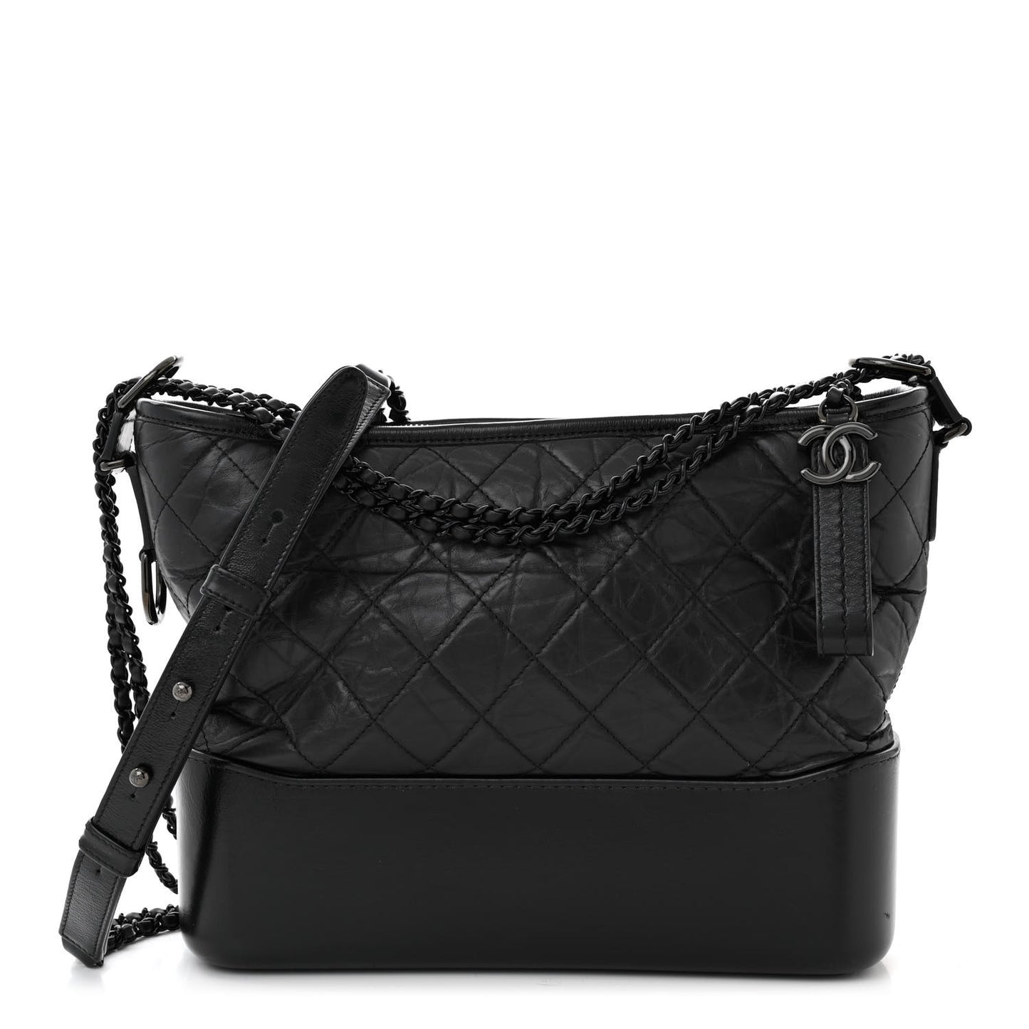 Aged Calfskin Quilted Medium Gabrielle Hobo So Black