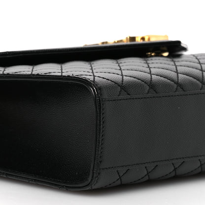 Saint Laurent Grain De Poudre Textured Mixed Matelasse Large Triquilt Monogram Satchel Black 9 of 11