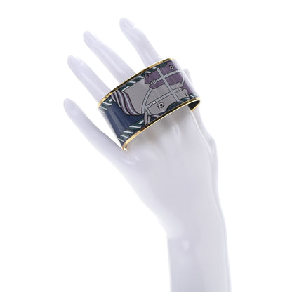 Hermes Enamel Printed Quadrige Extra Wide Bracelet 65 Mineral 2 of 6