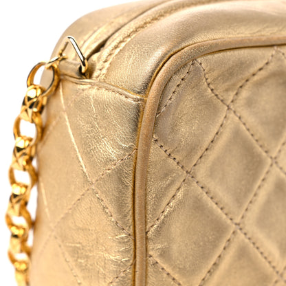 Chanel Metallic Lambskin Quilted Tassel Camera Case Gold 14 of 18