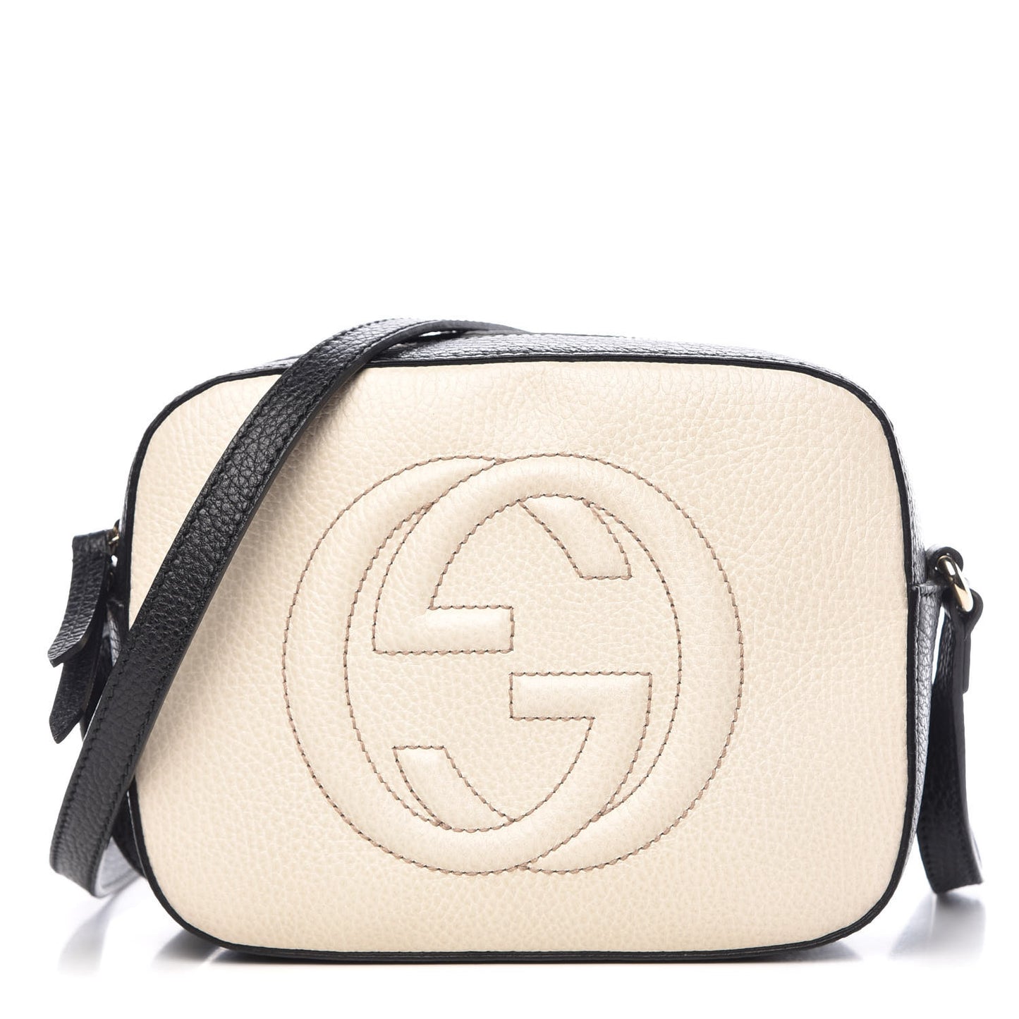 Dollar Calfskin Bi-Color Small Soho Disco Bag Mystic White Black