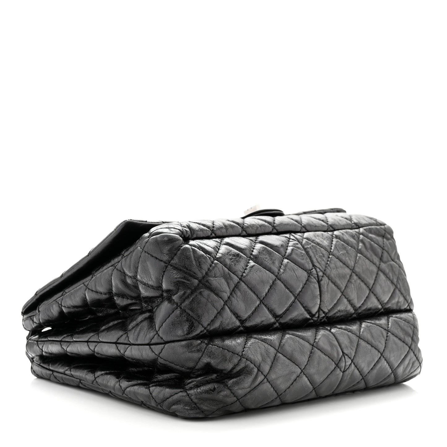 Metallic Aged Calfskin Quilted Reissue 2.55 Accordion Flap Black