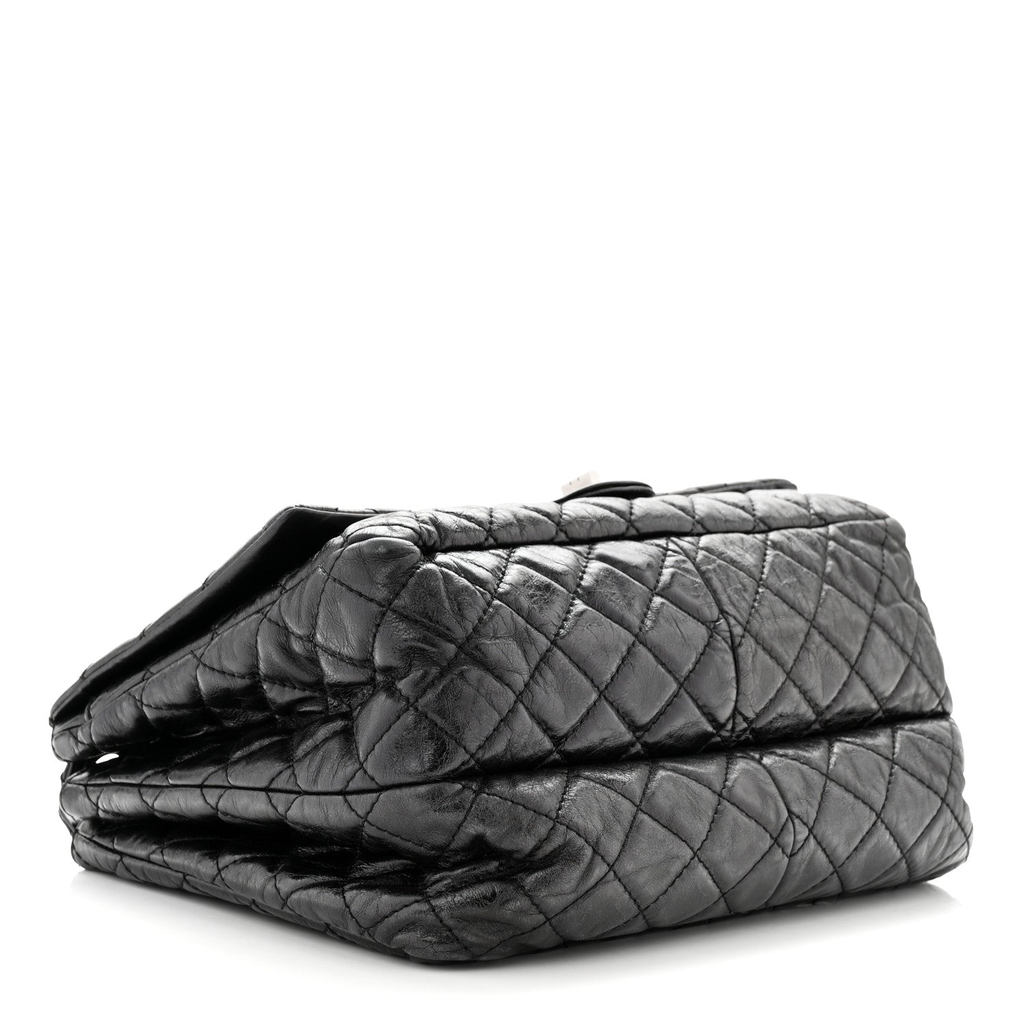 Chanel Metallic Aged Calfskin Quilted Reissue 2.55 Accordion Flap Black 4 of 11