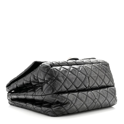 Chanel Metallic Aged Calfskin Quilted Reissue 2.55 Accordion Flap Black 4 of 11