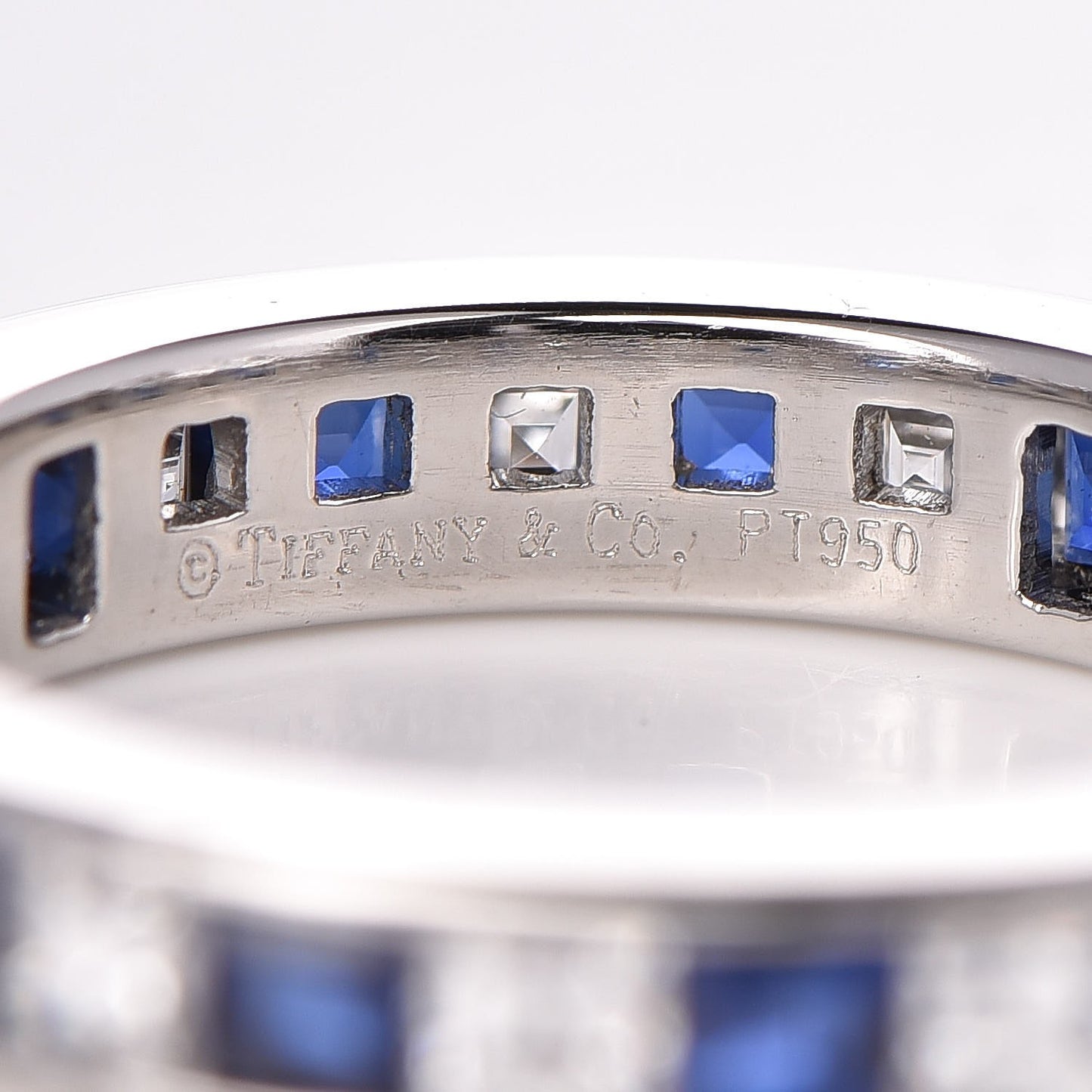 Platinum Diamond Sapphire Eternity Band Ring