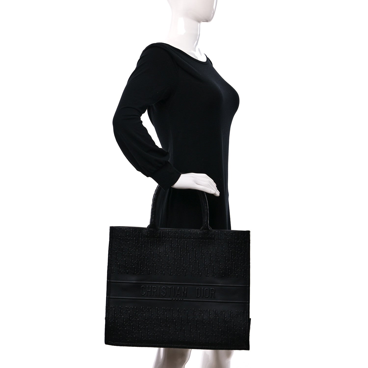 Christian Dior Oblique Calfskin Embossed Book Tote Black 2 of 9