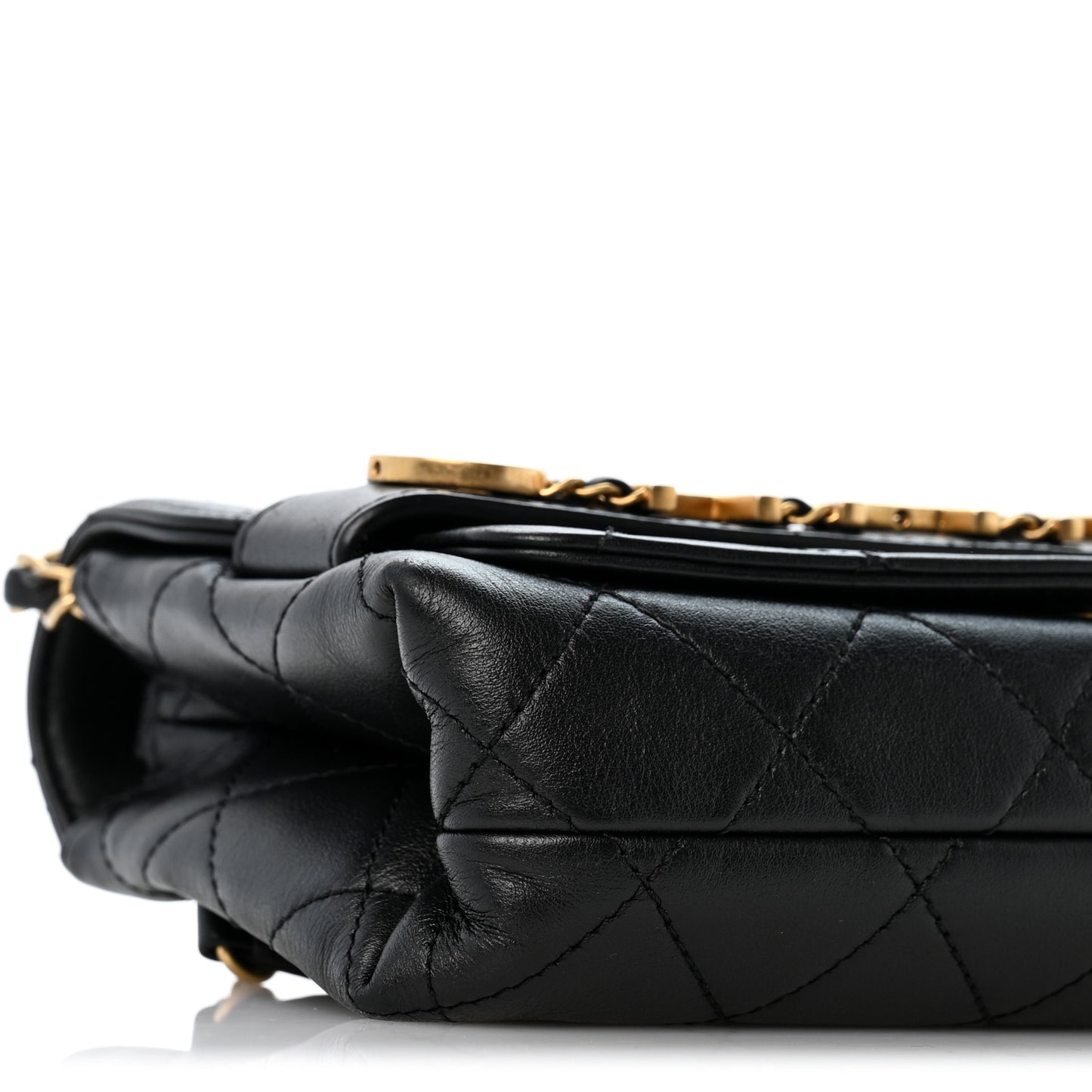 Calfskin Quilted Small Enchained Flap Black