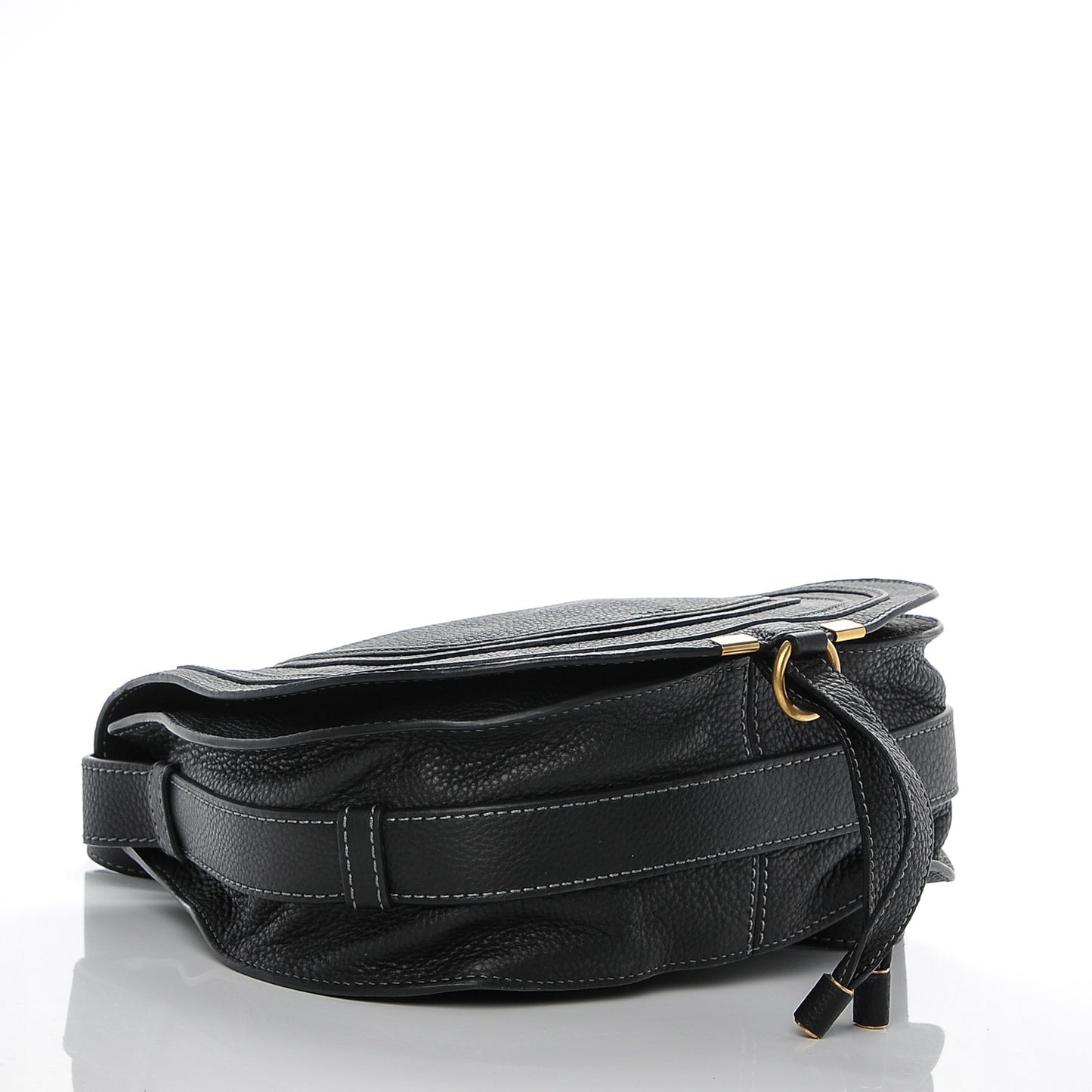 Calfskin Medium Marcie Round Crossbody Bag Black