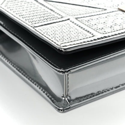 Christian Dior Metallic Patent Micro-Cannage Diorama Wallet on Chain Pouch Silver 9 of 11