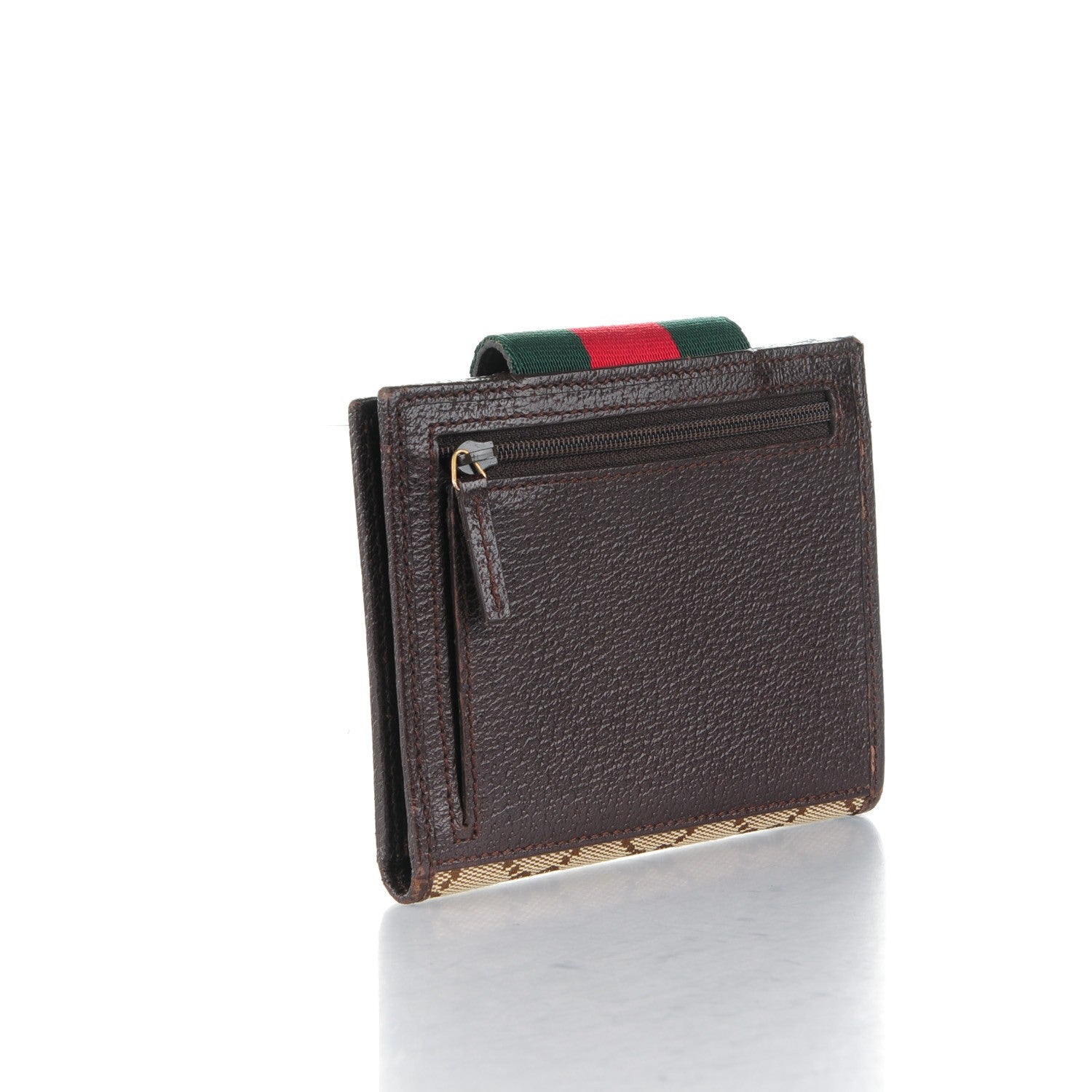 Gucci Monogram Ladies Web French Flap Wallet Dark Brown 3 of 7