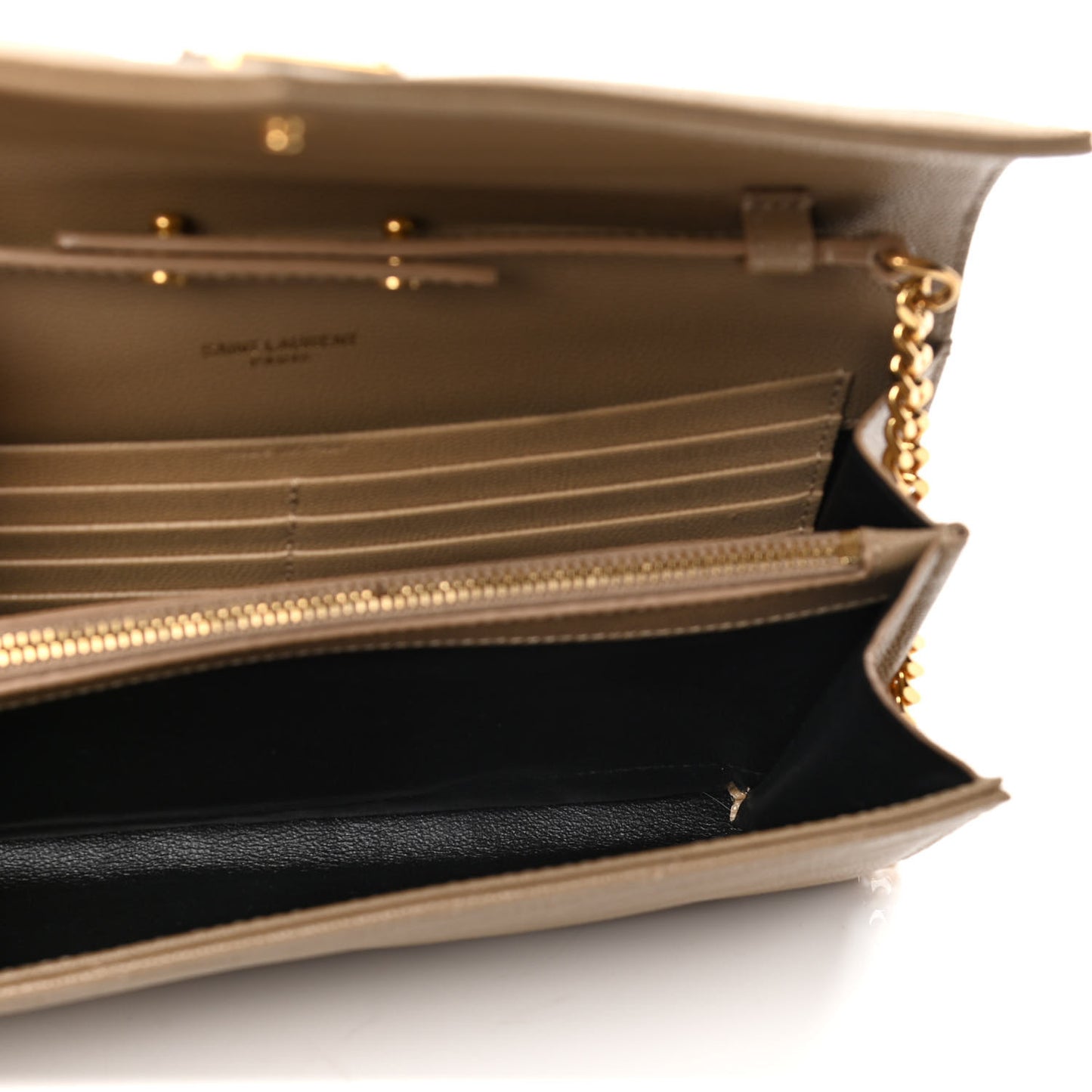 Grain De Poudre Matelasse Chevron Monogram Chain Wallet Dark Latte