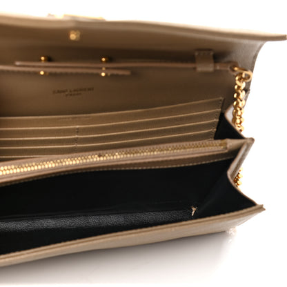 Saint Laurent Grain De Poudre Matelasse Chevron Monogram Chain Wallet Dark Latte 4 of 4