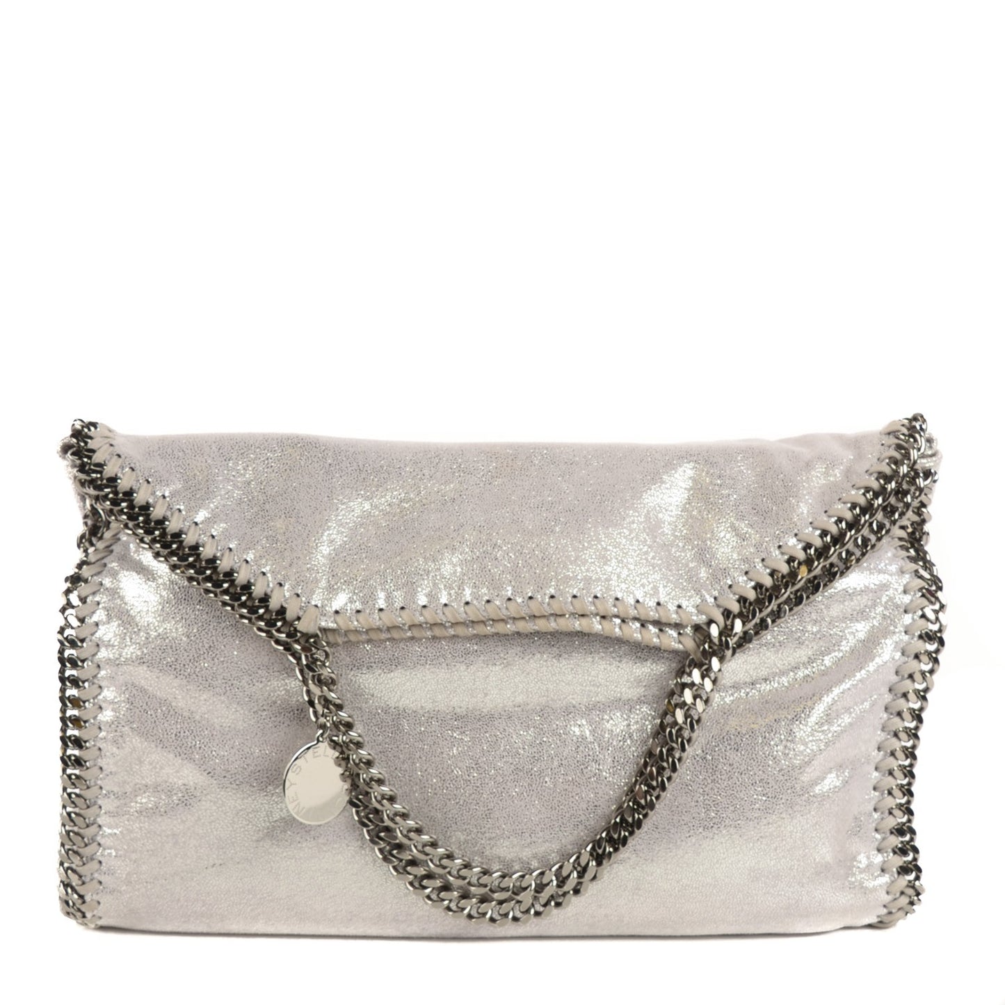 Shaggy Deer Falabella Fold Over Tote Silver