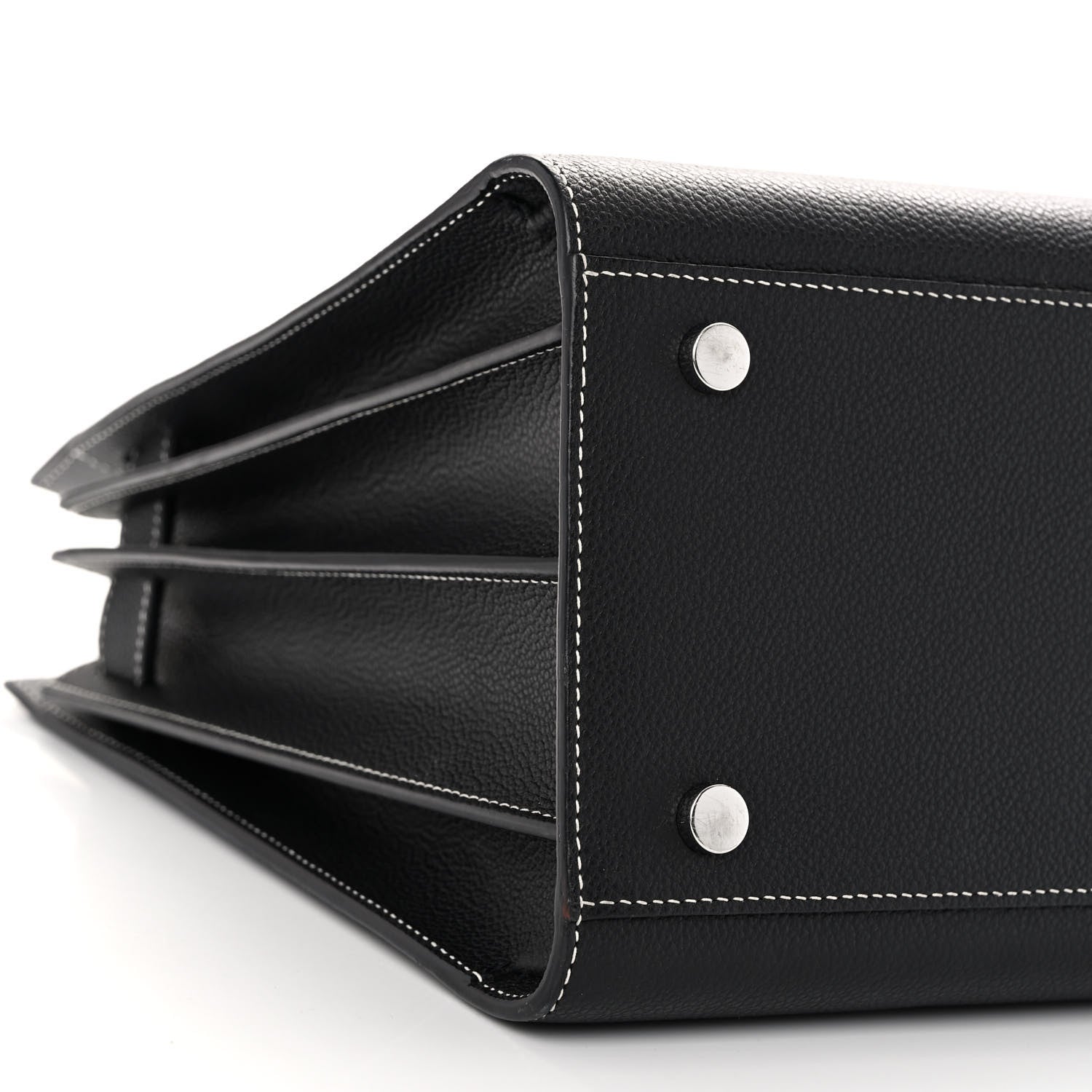 Saint Laurent Grained Calfskin Topstitch Small Sac De Jour Black Porcelain 8 of 11