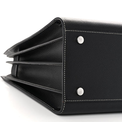 Saint Laurent Grained Calfskin Topstitch Small Sac De Jour Black Porcelain 8 of 11