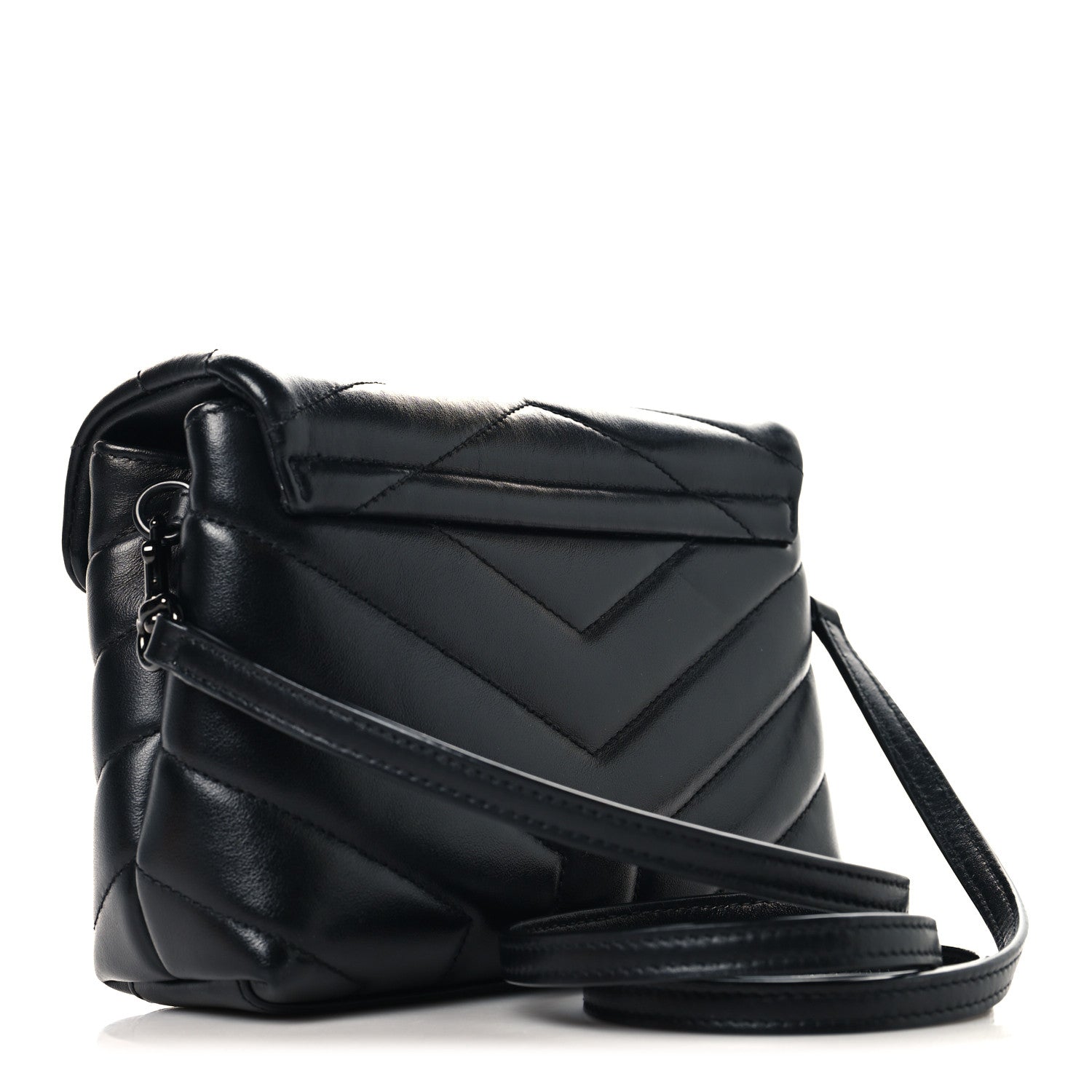 Saint Laurent Calfskin Y Quilted Monogram Monochrome Toy Loulou Crossbody Bag Black 3 of 10