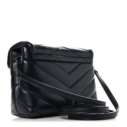 Saint Laurent Calfskin Y Quilted Monogram Monochrome Toy Loulou Crossbody Bag Black 3 of 10