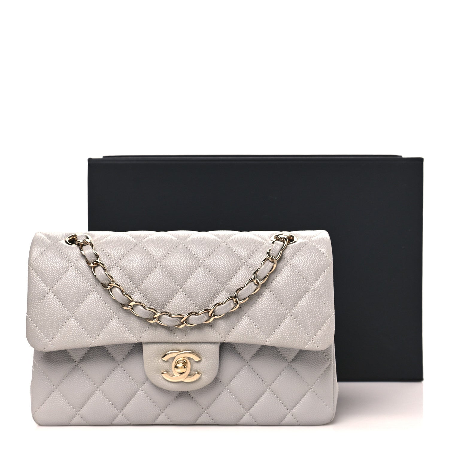Chanel Caviar Quilted Small Double Flap Grey 11 of 11