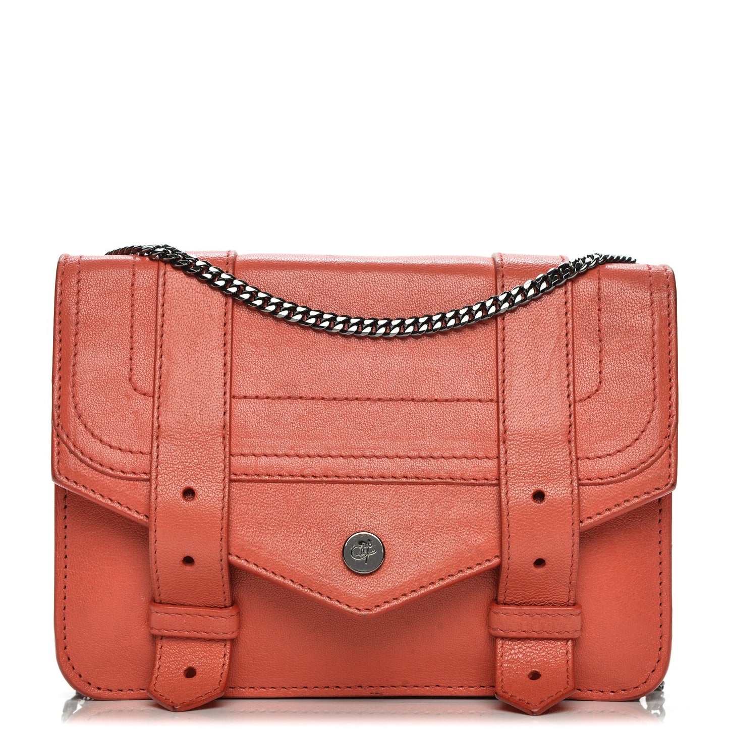 Lambskin PS1 Large Chain Wallet Deep Coral