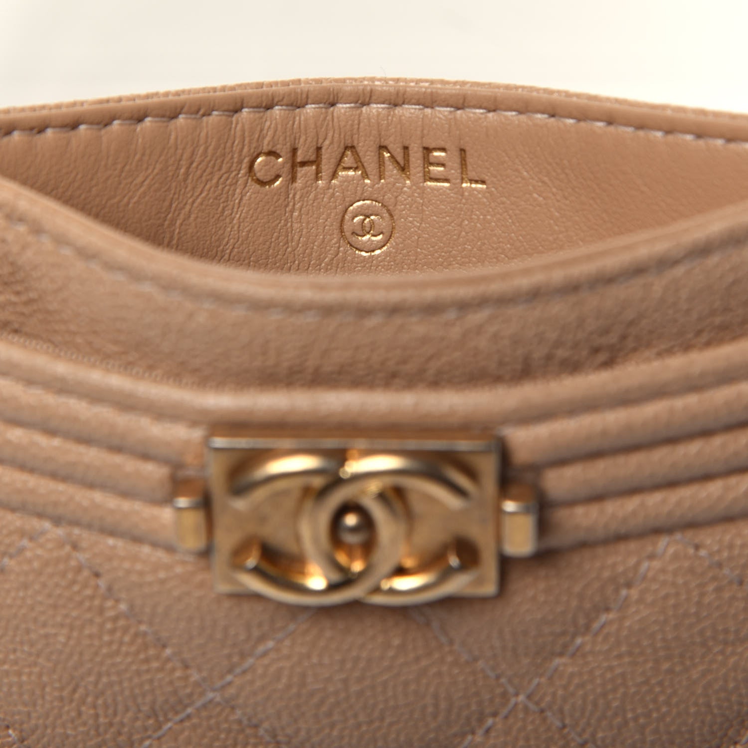 Chanel Caviar Quilted Boy Card Holder Beige 5 of 6