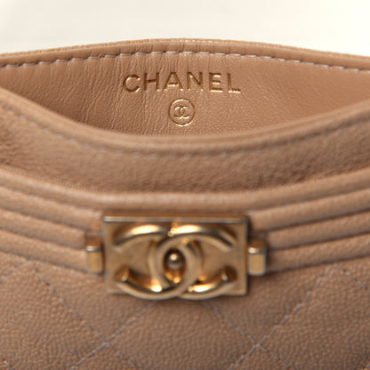 Chanel Caviar Quilted Boy Card Holder Beige 5 of 6