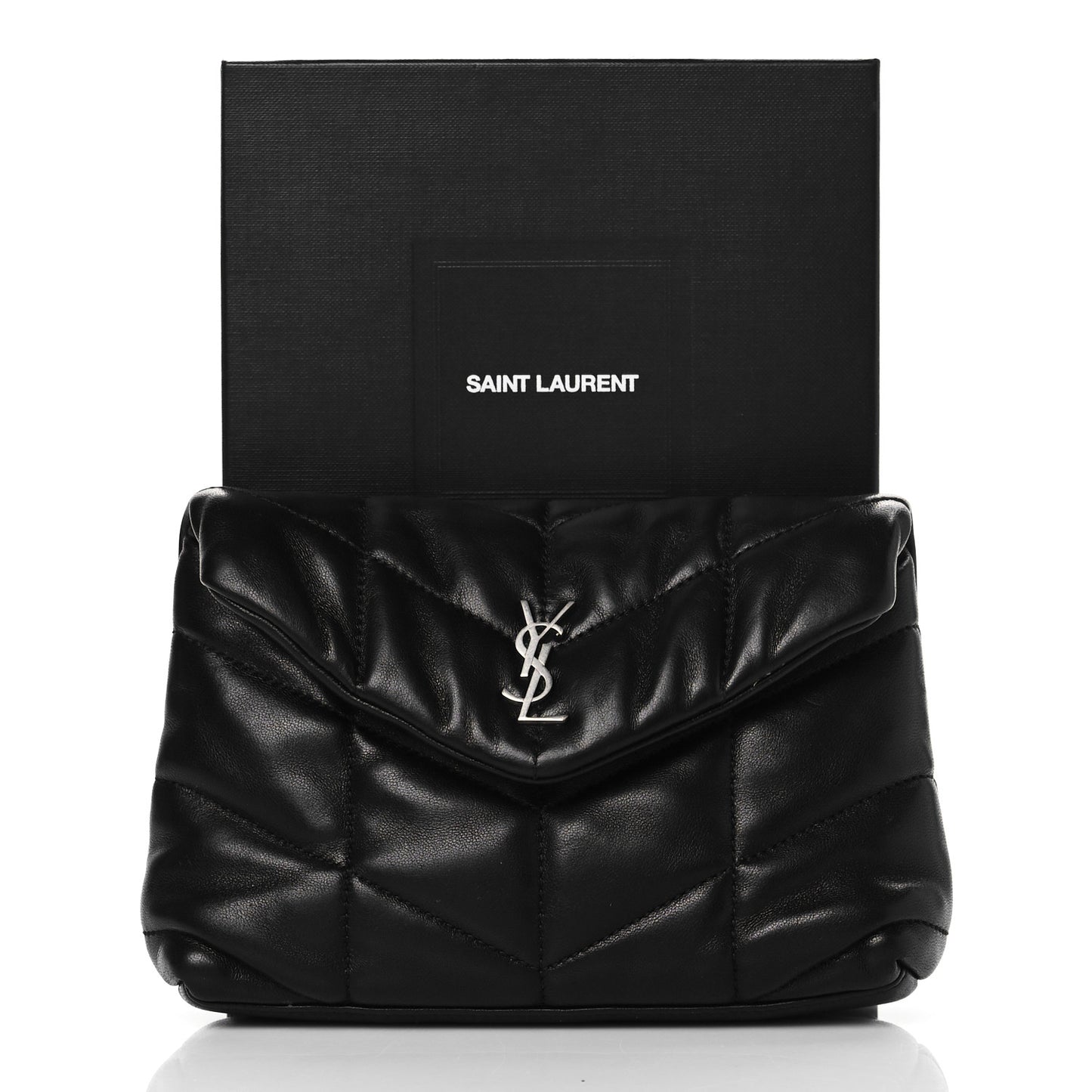 Lambskin Monogram Loulou Puffer Pouch Clutch Black