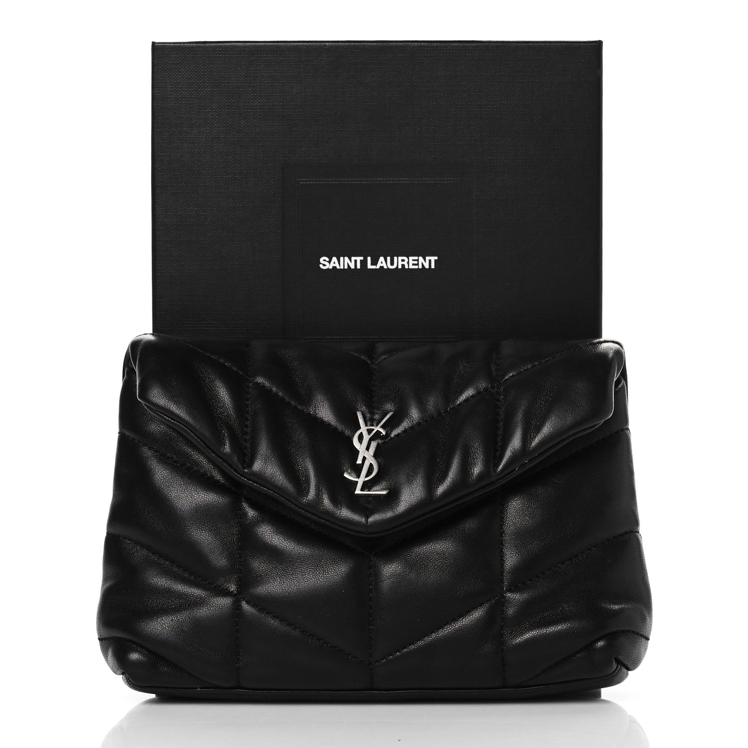 Saint Laurent Lambskin Monogram Loulou Puffer Pouch Clutch Black 11 of 11