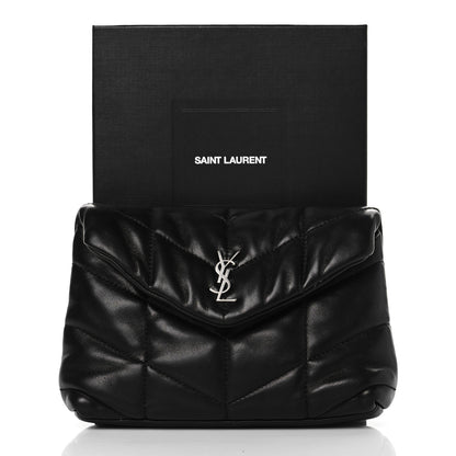 Saint Laurent Lambskin Monogram Loulou Puffer Pouch Clutch Black 11 of 11