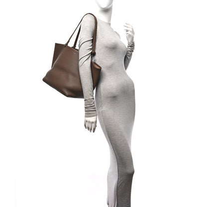The Row Grained Calfskin Park Tote Three Dark Taupe 2 of 10