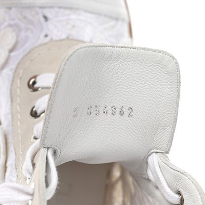 Chanel Embroidered Flower Calfskin Lace Up Boots 36 White 8 of 9